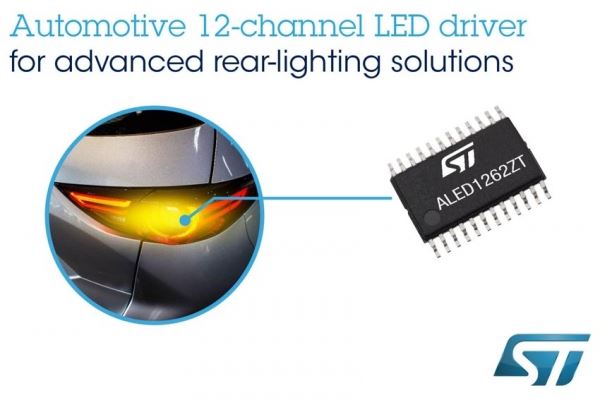 Гибкий 12-канальный автомобильный драйвер светодиодов STMicroelectronics упростит создание современных светотехнических решений